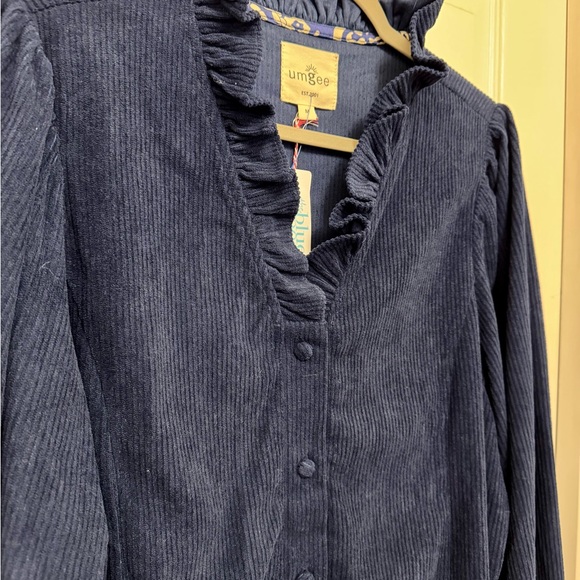Umgee Navy Ruffle Blouse - Picture 3 of 5